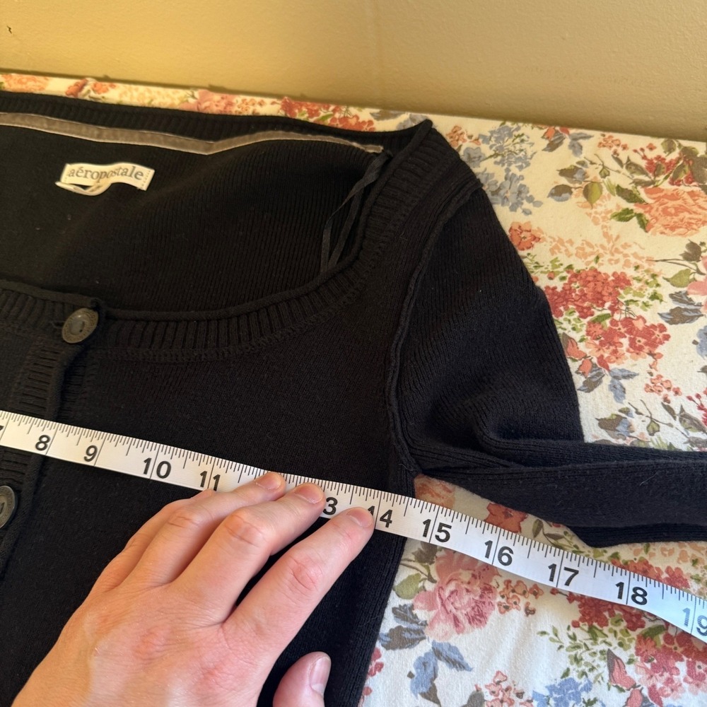 Aeropostale Womens Black Cardigan Medium Minimalist Capsule Essential Classic - Picture 11 of 13